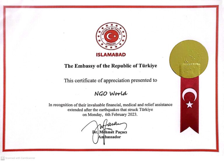 Turkish Ambassador Commemorates The NGO Worlds Turkiye Earthquake Support 1- The NGO World Foundation